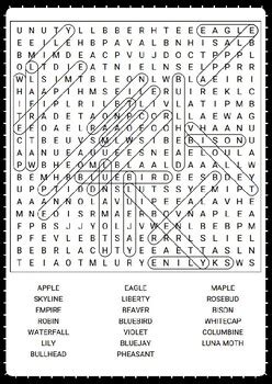 New York S State Symbols Word Search Puzzle No Prep Activity Worksheet