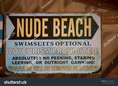 Warning Sign Entering Nude Beach Area Stock Photo Edit Now
