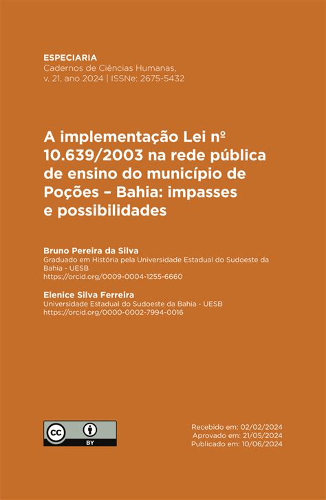 Lei 10.639 2003 Pdf - (PDF) A implementação Lei nº 10.639/2003 na rede pública de ensino do ...