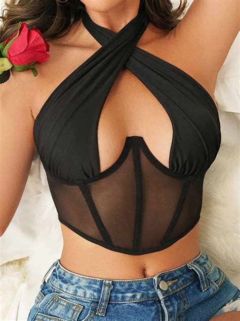 Corset Bustier Sexy en Maille Précieuse Sophia pour Femme Dos aux