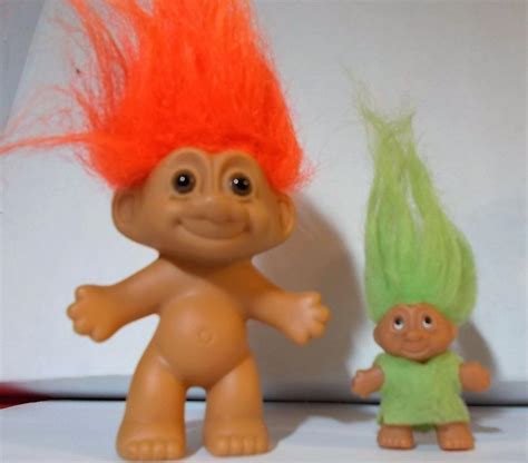 Troll Doll Russ Orange Hair Naked Troll Doll Vintage Bonus Green Pencil Top