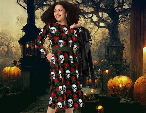 Skeleton Dress Gothic Halloween Dress Skulls And Roses Day Of