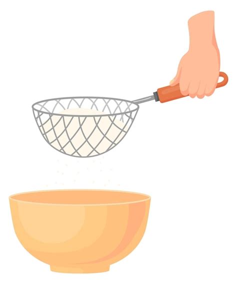 Premium Vector Flour Sifting Icon Cartoon Sifter In Human Hand