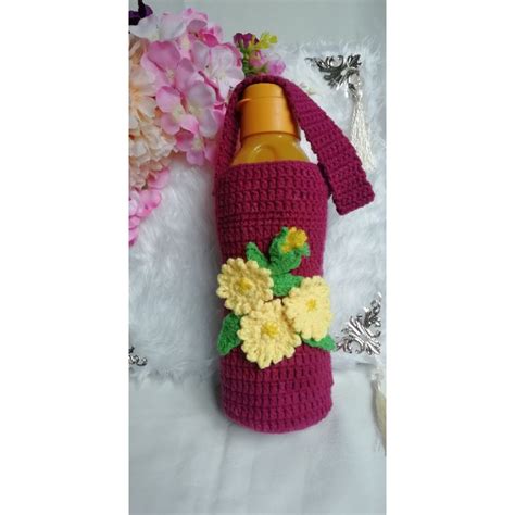 Sarung Botol Kait Handmade Water Bottle Holder Crochet Liter