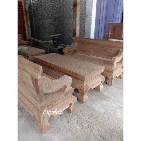 Jual Bangku Kursi Tamu Model Klasik Jawa Mbah marijan Kayu Jati Full Furniture Jepara | Shopee ...