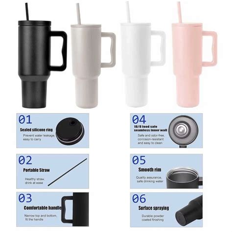 Stainless Steel Tumbler Hot And Cold With Handle And Lid Straw Double Insulated Cup At