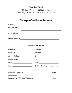 Fillable Online Address Change Form Peoples Bank Fax Email Print