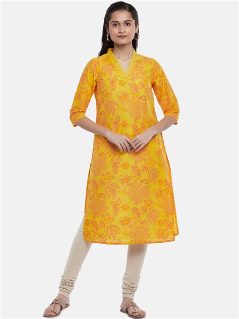 Buy Rangmanch By Pantaloons Women Mustard Yellow Ethnic Motifs Printed