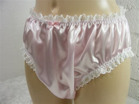 Sissy panty frilly pink silky satin lace lingerie knickers all sizes inc plus Etsy 日本