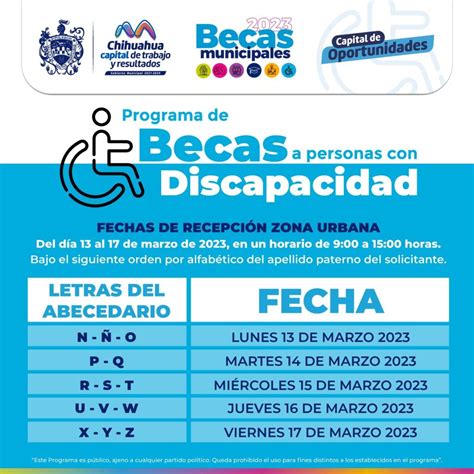 Continua Recepci N De Requisitos Y Documentos Para Becas De Discapacidad