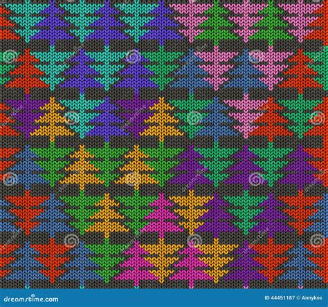 Seamless Knitted Pattern With Trees Stock Vector Illustration Of