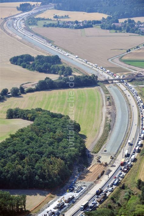 Luftbild Triptis Lkw Stau Im Rahmen Der Ausbau Arbeiten Und