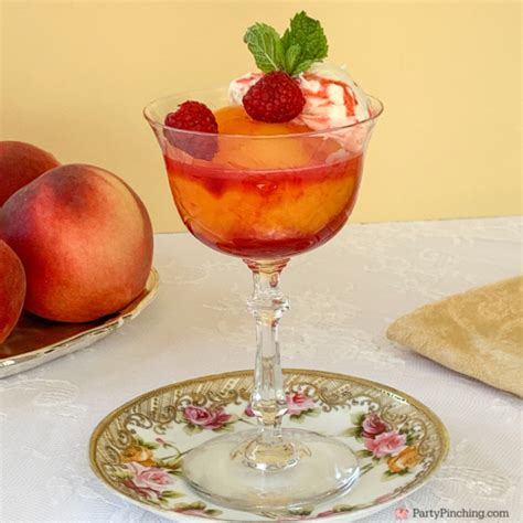 easy peach melba, best easy canned peaches raspberries peach melba