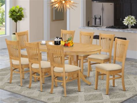 East West Furniture Vancouver 9 Piece Wood Dining Table And Chairs In