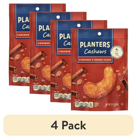 4 Pack PLANTERS Cashews Cinnamon Brown Sugar Party Snacks 5 Oz