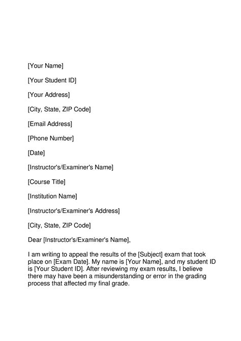 Exam Appeal Letter Forms Docs 2023