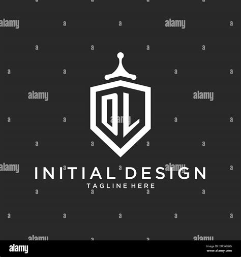 Dl Monogram Logo Initial With Shield Guard Shape Design Ideas Stock