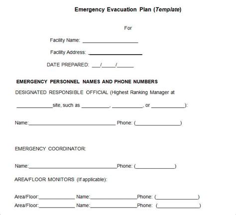 Evacuation Plan Template Word