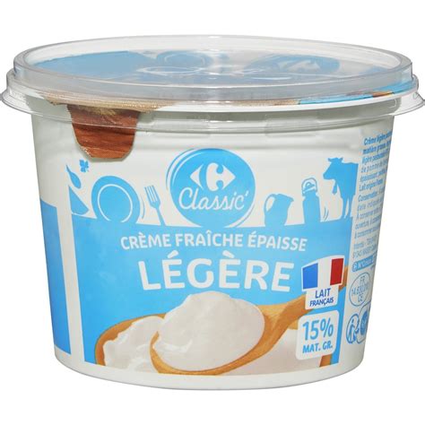 Crème Fraîche Épaisse Légère 15 Mg CARREFOUR CLASSIC le pot de 497g