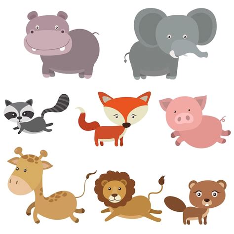 Premium Vector | Animals cartoon in flat style