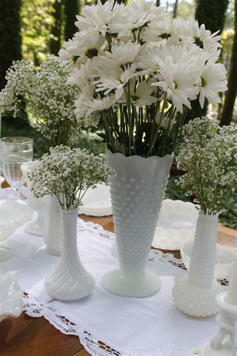 Pin By Dawn Board On Antiquesvintage Milk Glass Wedding Milk Glass Decor Milk Glass Centerpiece