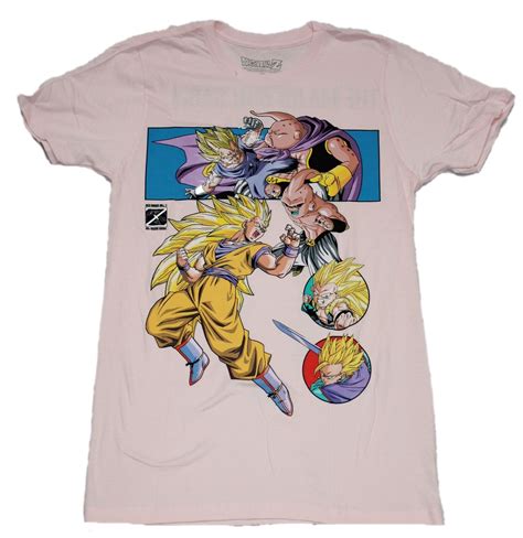 Dragon Ball Z New Adult T Shirt Majin Buu Saga Action Front Episodes Bac