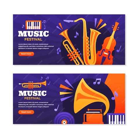 Premium Vector | Music logo hand drawn banner set