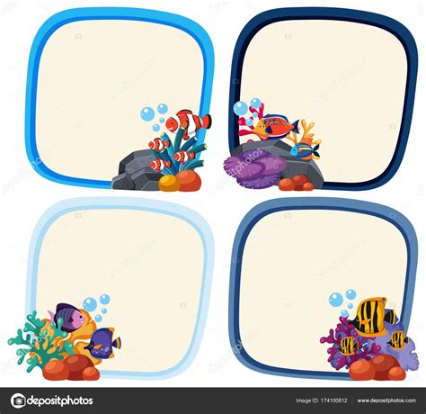 Border template with cute fish Stock Vector Image by ©brgfx #174100812