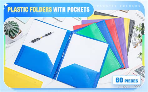 Amazon Yeaqee Pieces Plastic Folders With Pockets And Prong