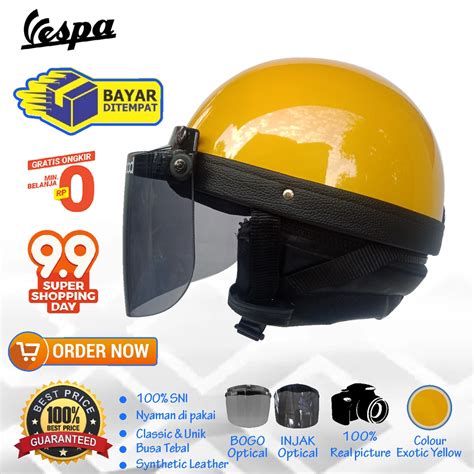 Jual Helm Retro Chip Sni Vespa Kuning Glossy Model Baru Helm Classic