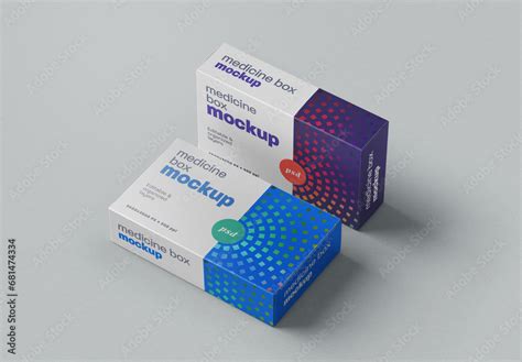 Pill Box Medicine Packaging Mockup Stock Template | Adobe Stock