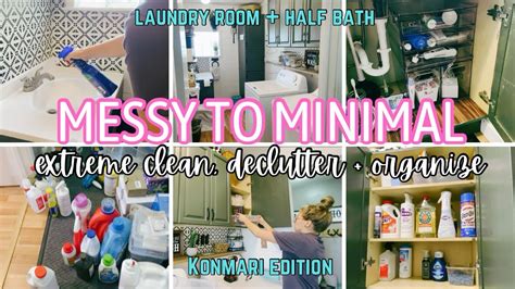 HUGE MESSY TO MINIMAL KONMARI DECLUTTER CLEAN WITH ME LAUNDRY