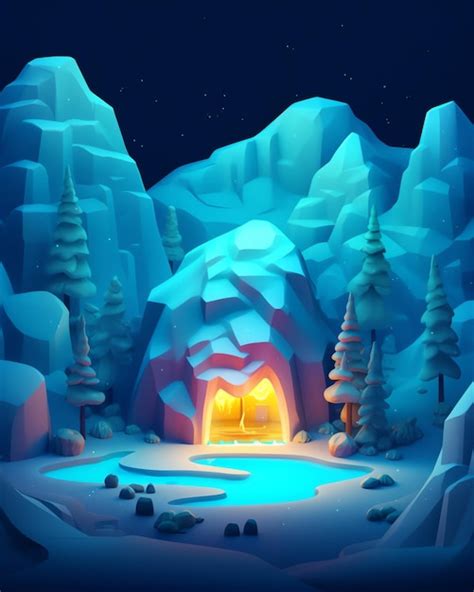 Premium AI Image | A cartoon illustration of a snowy mountain with a ...