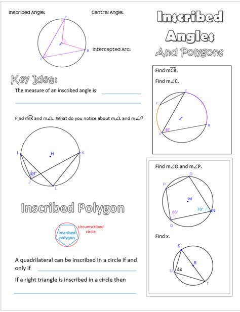 inscribed angles | Systry - Worksheets Library