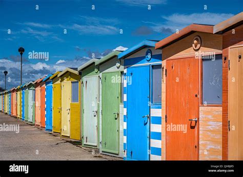 Beach Huts At The Promenade At Seaford In East Sussex Stock Photo Alamy