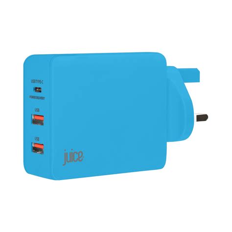 Juice Triple Juice 3.1Amp 3 Port Mains Charger Plug with USB-C Port