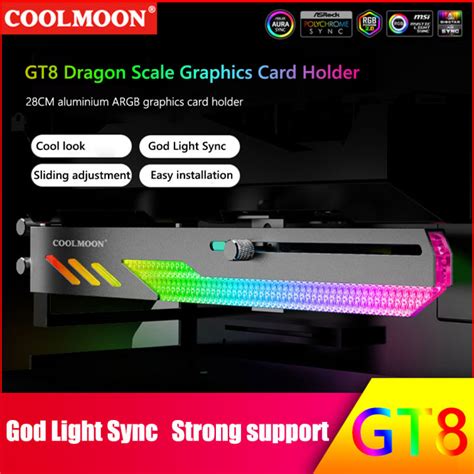 Coolmoon Gt8 Graphics Card Bracket 5v Argb Multi Interface Synchronous Horizontal Chassis