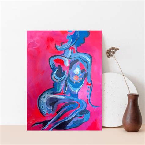Neon Nude Art Hot Pink Female Wall Art Digital Art Unique PRINTABLE Art Female Form Silhouette