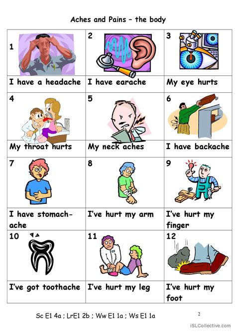 aches and pains: English ESL worksheets pdf & doc