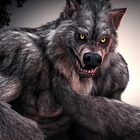 Hyper Realistic Werewolf Hidden In The Dark Higly Stable Diffusion