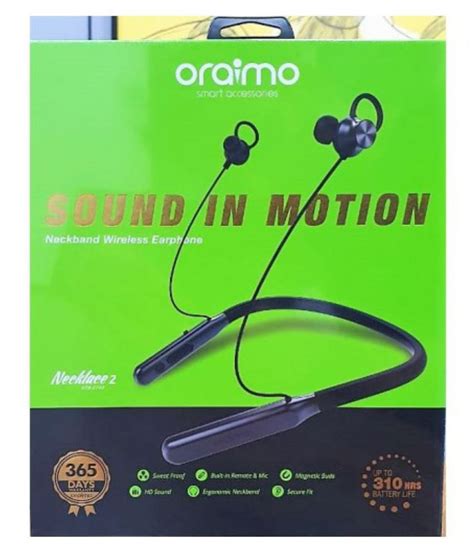 oraimo Necklace 2 OEB-E74D Bass Neckband Wireless With Mic Headphones ...