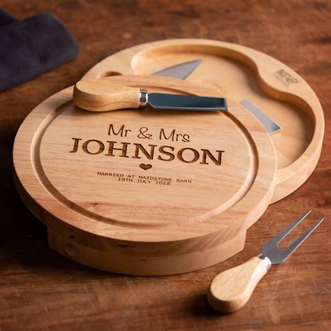 Personalised Wedding Cheese Board And Knife Set By Dust And Things