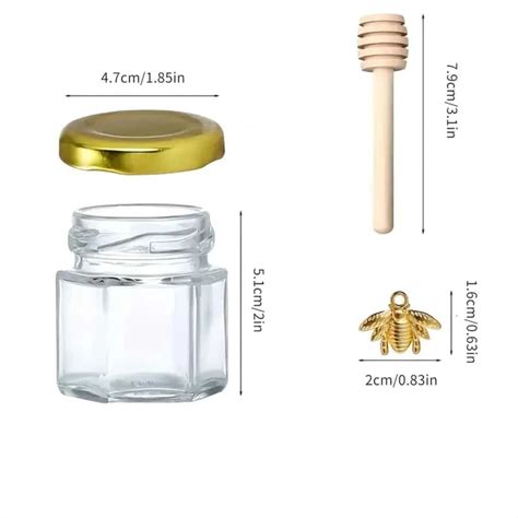 Sets Oz Hexagon Mini Glass Honey Jars Honey Jars With Wood