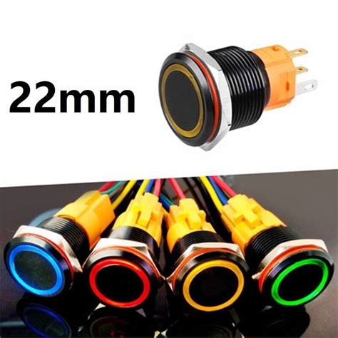 22mm Tri Color LED Momentary Ring Illuminated Aluminum Oxide Push