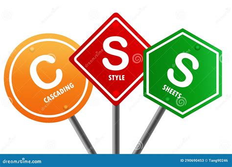 Road Sign With Css Cascading Style Sheets Word Stock Illustration