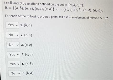 Solved R Let R And S Be Relations Defined On The Set Of C Chegg