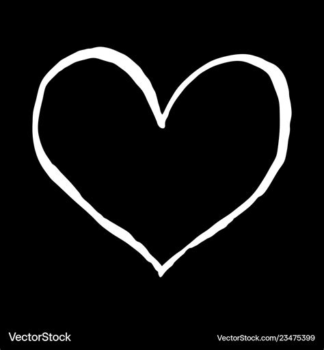 Heart Sketch Isolated On Black Background Drawing Vector Image