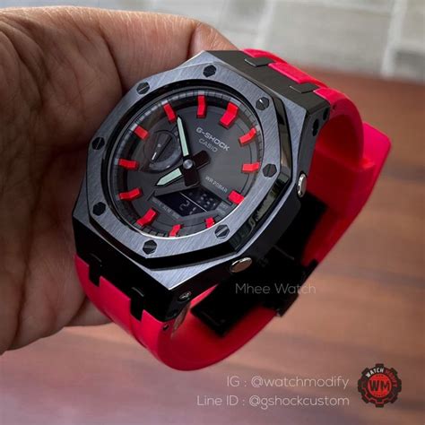 G Shock Custom Ap Style Black Red Dial And Rubber Sport Luxury Gen3