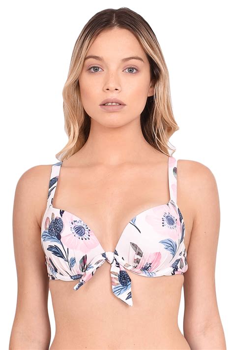 Ripley Bikini Push Up Estampado Rosado Con Nudo