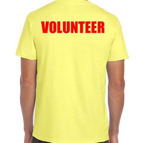 Yellow Volunteer Shirts With Red Imprint